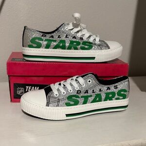 Dallas Stars Women's Silver and Green Sneakers